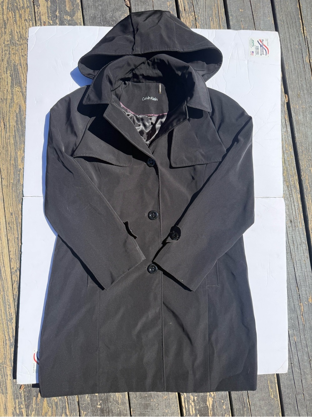 Calvin Klein Black Hooded Trench Coat